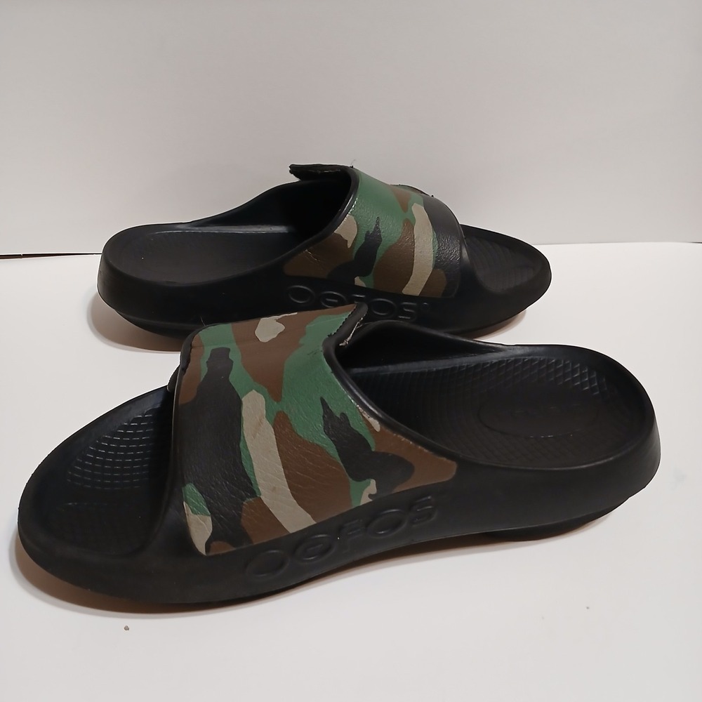 Oofos OOahh Sport Flex Camo Slide Men 6 Black Recovery Sandal Women 8 - Picture 4 of 8